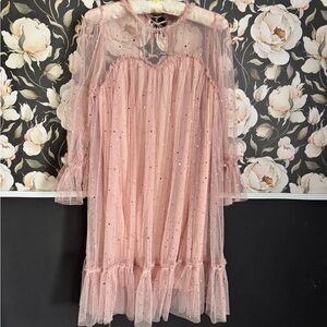 Ethereal Tulle Dress with Gold Sparkle